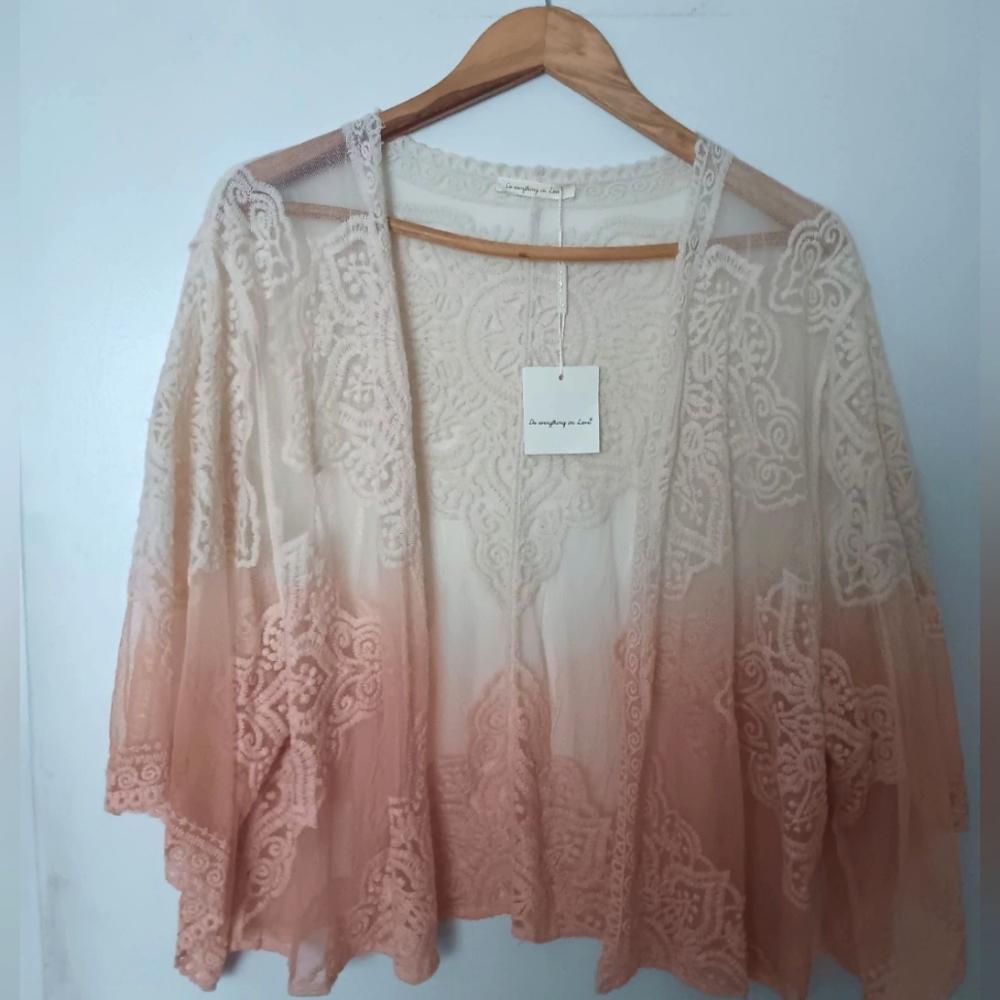 Elegant Cream and Pink Blazer with Lace Detailing